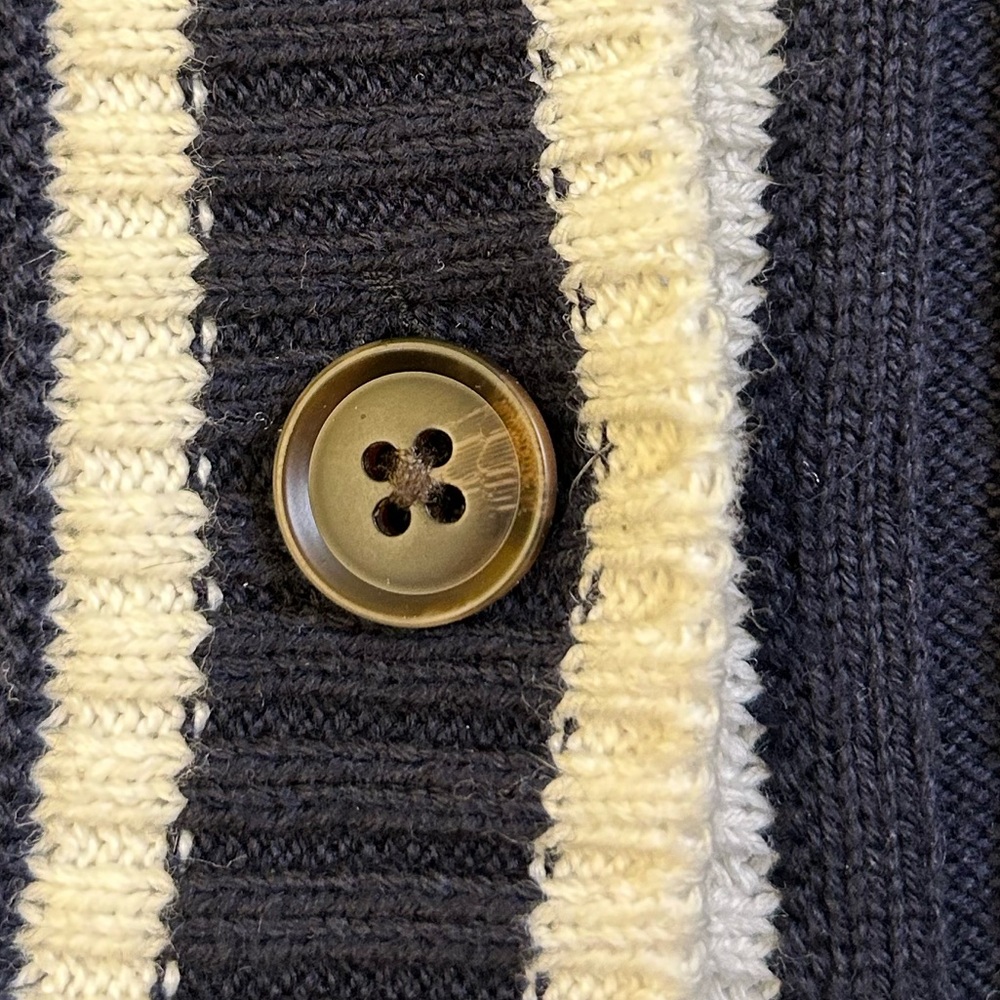 FAHERTY Game Set Ribbed Knit Cardigan Navy Sz Lg Cashmere Organic Cotton‎ - Picture 5 of 11